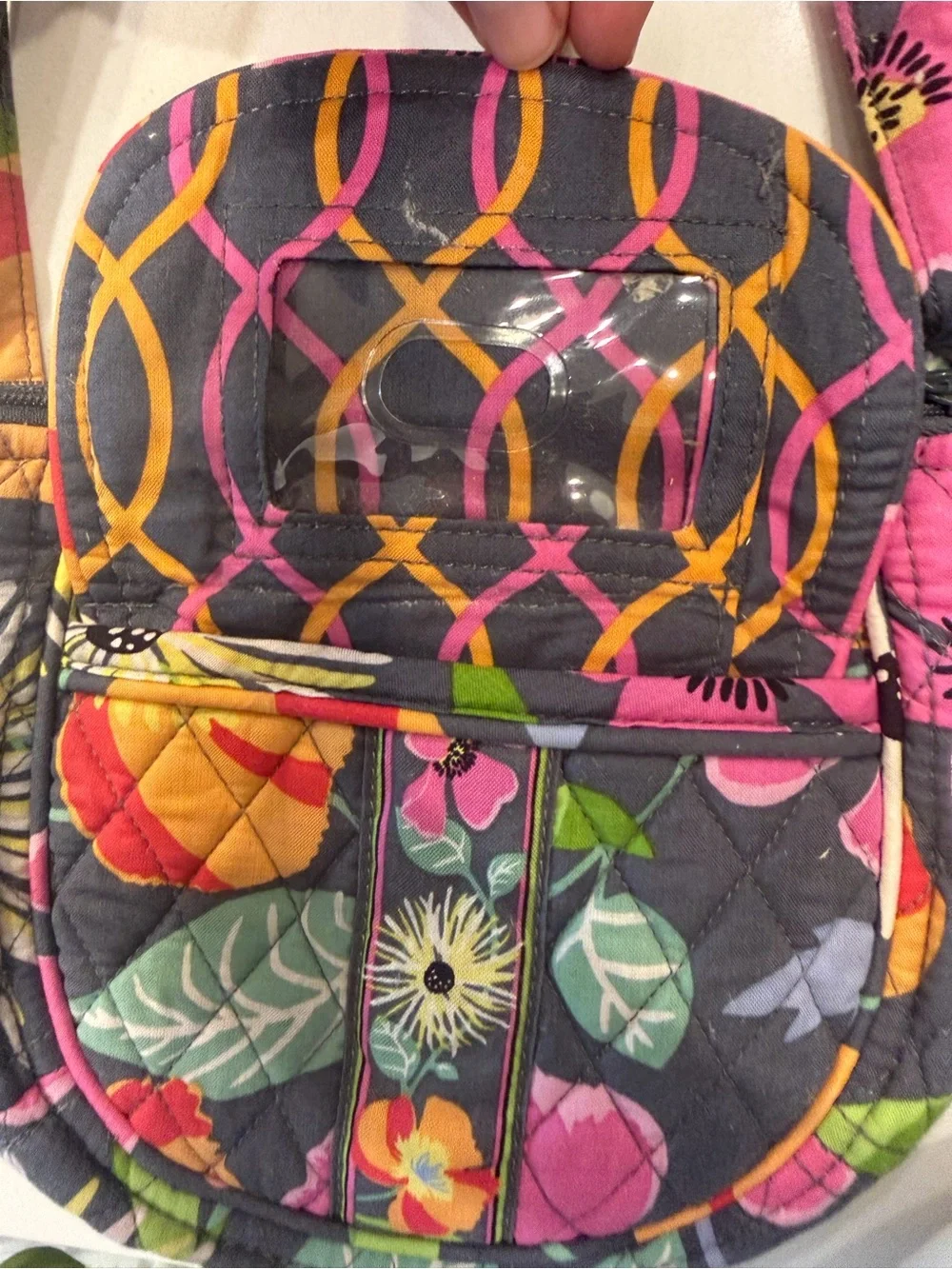 Vera Bradley Floral Quilted Crossbody - Pink Multi on Gray